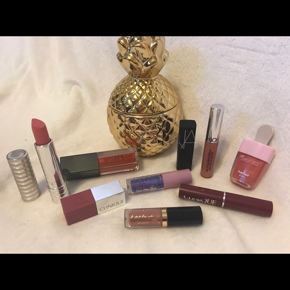 Bundle of nude lipsticks and lip glosses